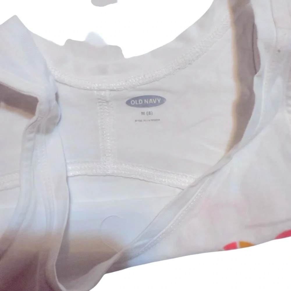Old Navy|Kids Girls| White Graphic V-Neck A-Line Tank-Size 8 years